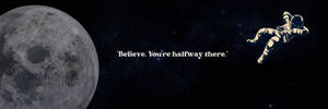 Moon And Astronaut In Space Twitter Header Wallpaper