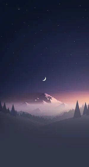 Moon And Stars Phone Minimalist Wallpaper
