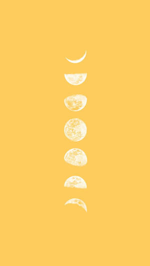 Moon Phase Pastel Yellow Aesthetic Wallpaper