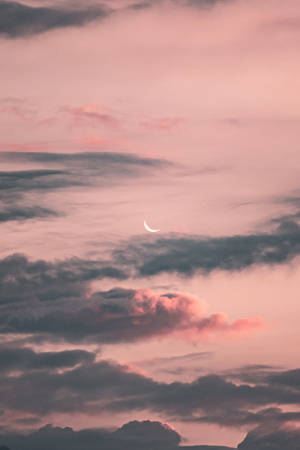 Moon Sky Pink Background Wallpaper