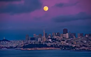 Moon Skyline San Francisco Photography Wallpaper