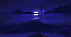 Moonlit Mountain Lake Landscape Wallpaper