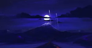 Moonlit Mountain Lake Landscape Wallpaper