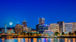 Moonlit Sky Over Portland Wallpaper