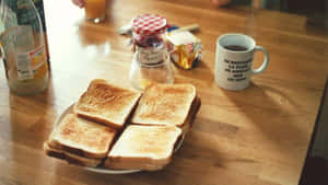 Morning Breakfast Toast Table Setting Wallpaper