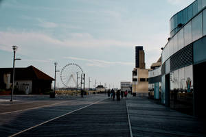 Morning City Giant Ferris Wheel Wallpaper