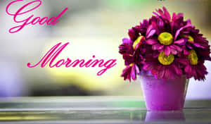 Morning Purple Flower Vase Wallpaper