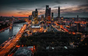 Moscow Russia Aerial Cityscape Wallpaper