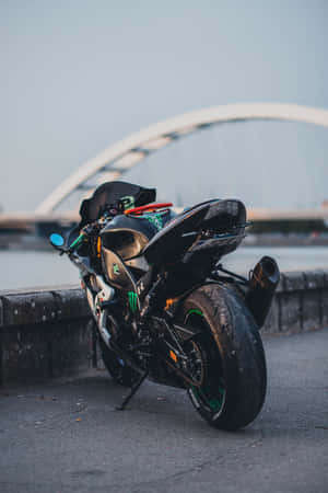 Motorcycle Iphone Kawasaki Ninja Parked Bridge Wallpaper