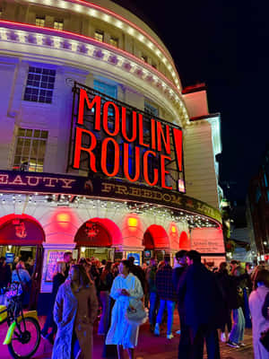 Moulin Rouge Nighttime Facade Wallpaper