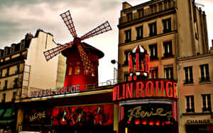 Moulin Rouge Vintage Design Building Wallpaper