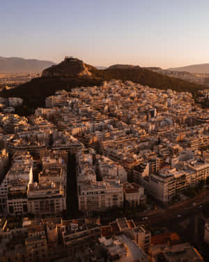 Mount Lycabettus Mobile Sunset Aerial Wallpaper