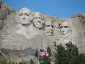 Mount Rushmore Waving Flag Wallpaper