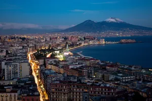 Mount Vesuvio Night View Italy Wallpaper