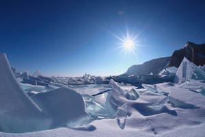 Mountain Covered In Freezing Temperature Snow Wallpaper