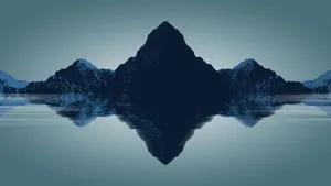 Mountain Island On Calm Lake Minimal Background Wallpaper
