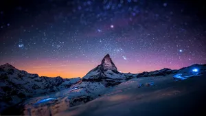 Mountain's Peak Night Hd Desktop Wallpaper