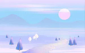 Mountain Stream Pastel Blue Background Wallpaper