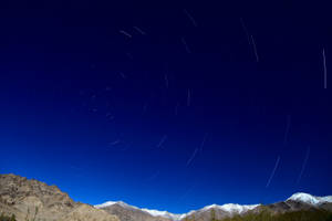 Mountain Under Navy Blue Sky Wallpaper