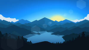 Mountains Over A Lake Minimalist Nature Wallpaper