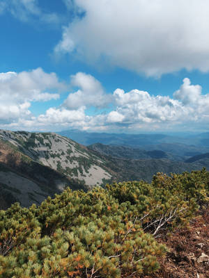 Mountains Overlooking Azure Sky Wallpaper