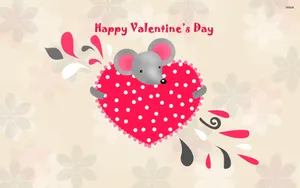 Mouse Hugging Heart On Valentine's Day Wallpaper