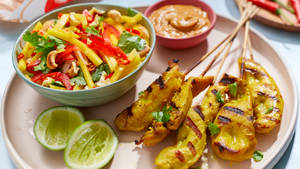 Mouthwatering Chicken Satay With Creamy Cashew Sauce Wallpaper