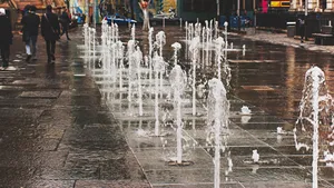 Moving Water From A Fountain Wallpaper