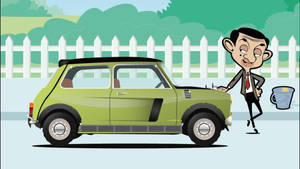 Mr. Bean Cartoon White Fence Wallpaper