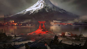 Mt. Fuji Japan Digital Drawing Wallpaper