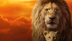 Mufasa Teaches Simba To Rule Over The Pride Lands Wallpaper