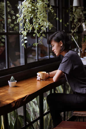 Mujer Soltera In A Coffee Shop Wallpaper