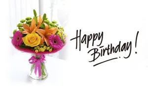 Multi-colored Happy Birthday Flower Bouquet Wallpaper