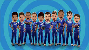 Mumbai Indians Cartoon Face Art Wallpaper