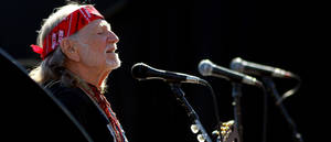 Musician Willie Nelson Panoramic Photo Wallpaper