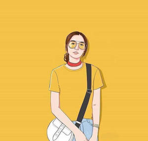 Mustard Yellow Aesthetic Girl Art Wallpaper