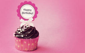 My Birthday Cupcake On Pink Background Wallpaper