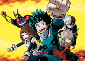 My Hero Academia Laptop With A Cheerful Izuku Wallpaper