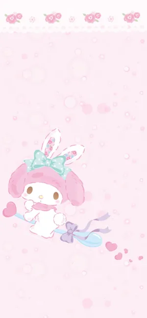 My Melody Riding A Spoon Wallpaper
