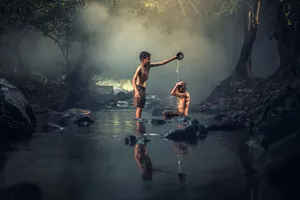 Myanmar Kid In River Wallpaper