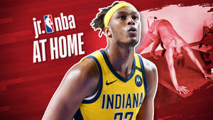 Myles Turner In Action On The Basketball Court. Wallpaper