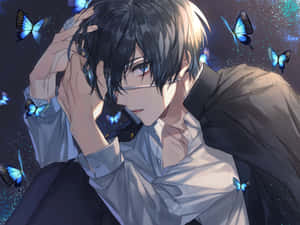 Mysterious Anime Boywith Butterflies Wallpaper