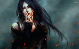 Mysterious Black-haired Vampire Wallpaper