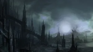 Mysterious Gothic Computer Setup Wallpaper
