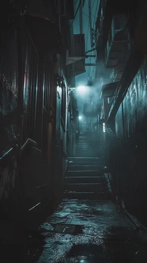Mysterious_ Nighttime_ Alleyway Wallpaper