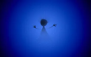 Mysterious Shadow Figure Blue Backdrop Wallpaper