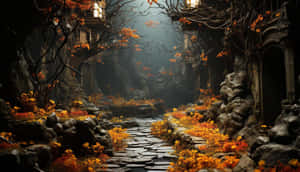 Mystical Autumn Pathway Wallpaper