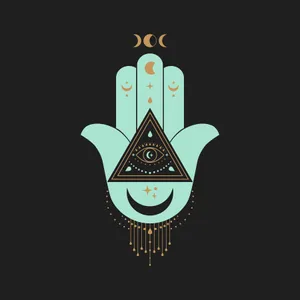 Mystical Hamsa Hand Symbol On A Vibrant Background Wallpaper
