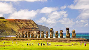 Mystical Moai Statues Of Easter Island, Chile Wallpaper