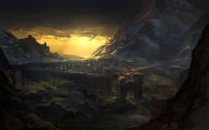 Mystical Mountain Valley Ruins Wallpaper